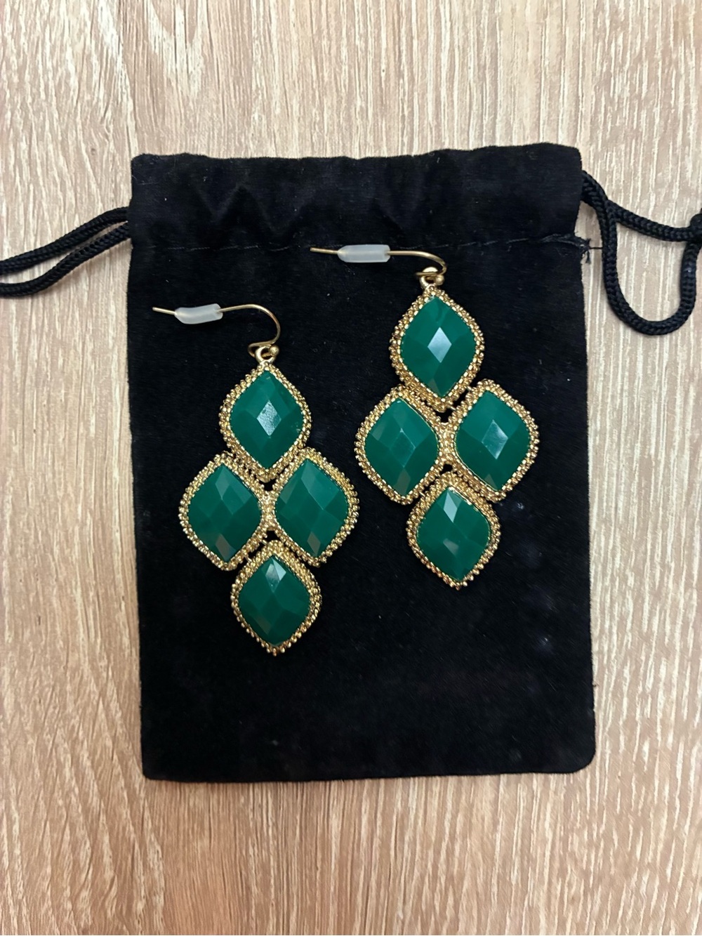 Green Multi-stone Cluster Drop Dangle Earrings